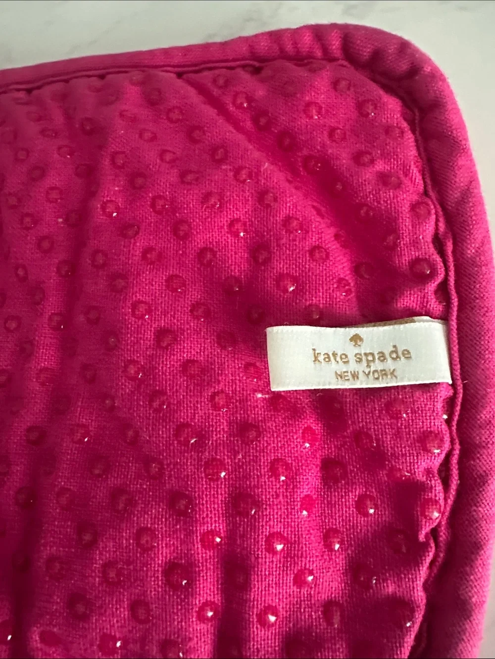 kate spade Pink and White Quilted Oven Mitt - 